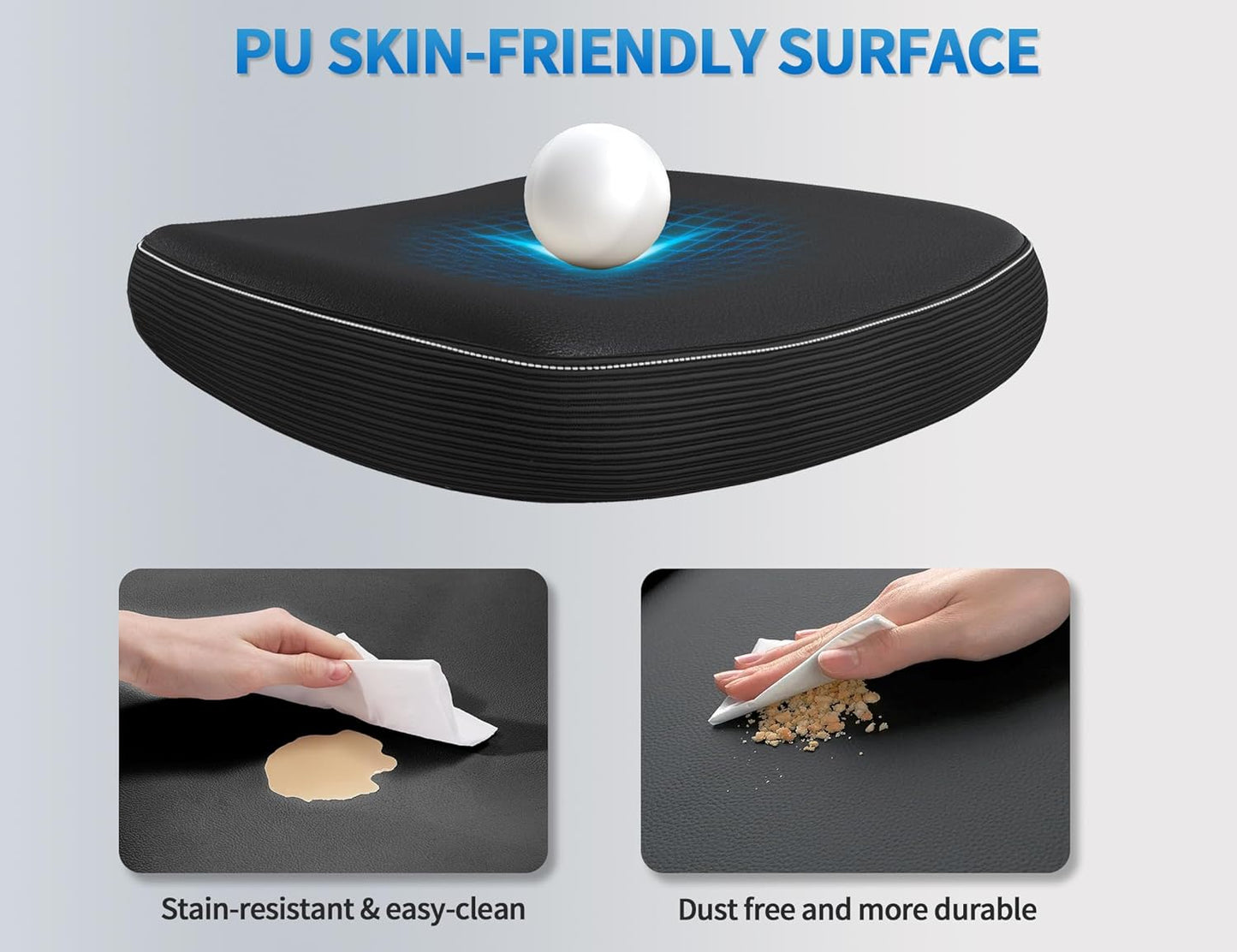 Ergonomic Office Chair - Desk Chair with Wave High Back Adjustable Lumbar Support Computer Chair - Gaming Chairs Mesh Backrest and PU Leather Seat for Home Reading Chairs to Adults(Black)