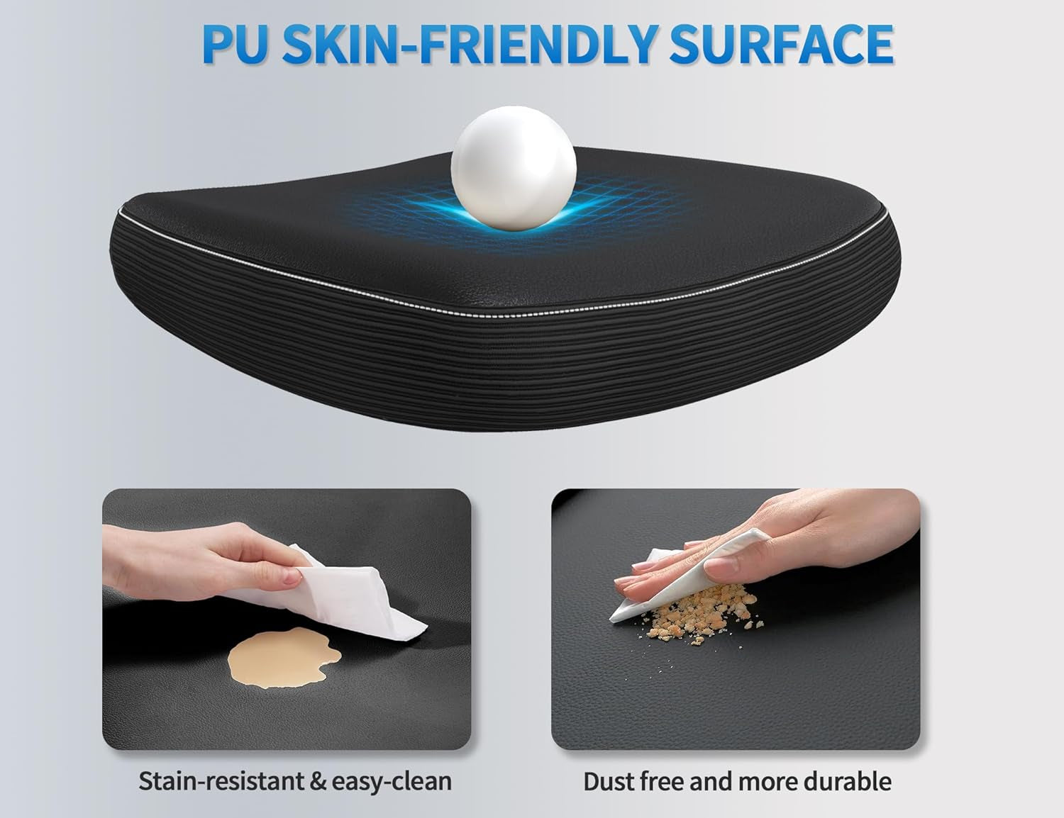 Ergonomic Office Chair - Desk Chair with Wave High Back Adjustable Lumbar Support Computer Chair - Gaming Chairs Mesh Backrest and PU Leather Seat for Home Reading Chairs to Adults(Black)