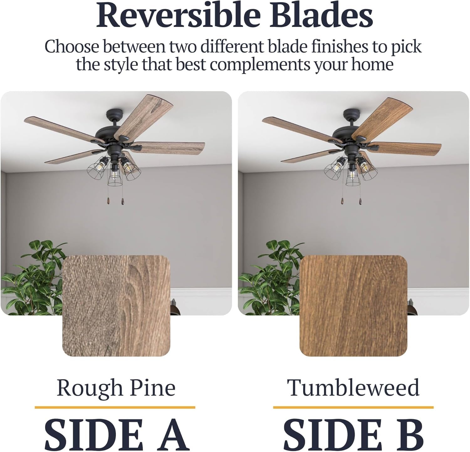 Lincoln Woods, 52 Inch Industrial Style LED Ceiling Fan with Light, Pull Chain, Three Mounting Options, 5 Dual Finish Blades, Reversible Motor - 50581-01 (Bronze)