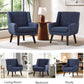 Accent Chair Living Room Chair, Upholstered Button Tufted Armchair, Linen Fabric Sofa Chairs for Bedroom, Living Room, Mid Century Modern Comfy Reading Chair (Dark Blue)