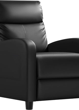 Reclining Chair and Sofa in PU Leather with Lumbar Support for Home Theater and Living Room (Black)