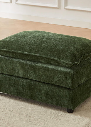 35-Inch Green Cloud Chenille Ottoman for Bedroom, Living Room, and Entryway