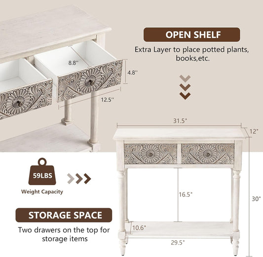 Console Table with 2 Drawers, MDF Narrow Entryway Table with Storage Shelf, Wood Accent Sofa Table for Living Room, Entrance, Hallway, Couch, Light Grey