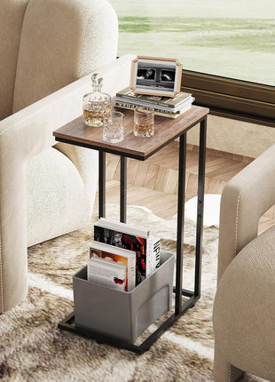 C-Shaped End Table - Versatile Small Side Table for Sofa and Bed, Perfect for Living Room, Bedroom, and Home Office in Compact Spaces