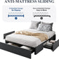 Queen Size Platform Bed Frame with 3 Storage Drawers, Fabric Upholstered, Wooden Slats Support, No Box Spring Needed, Noise Free, Easy Assembly, Dark Grey