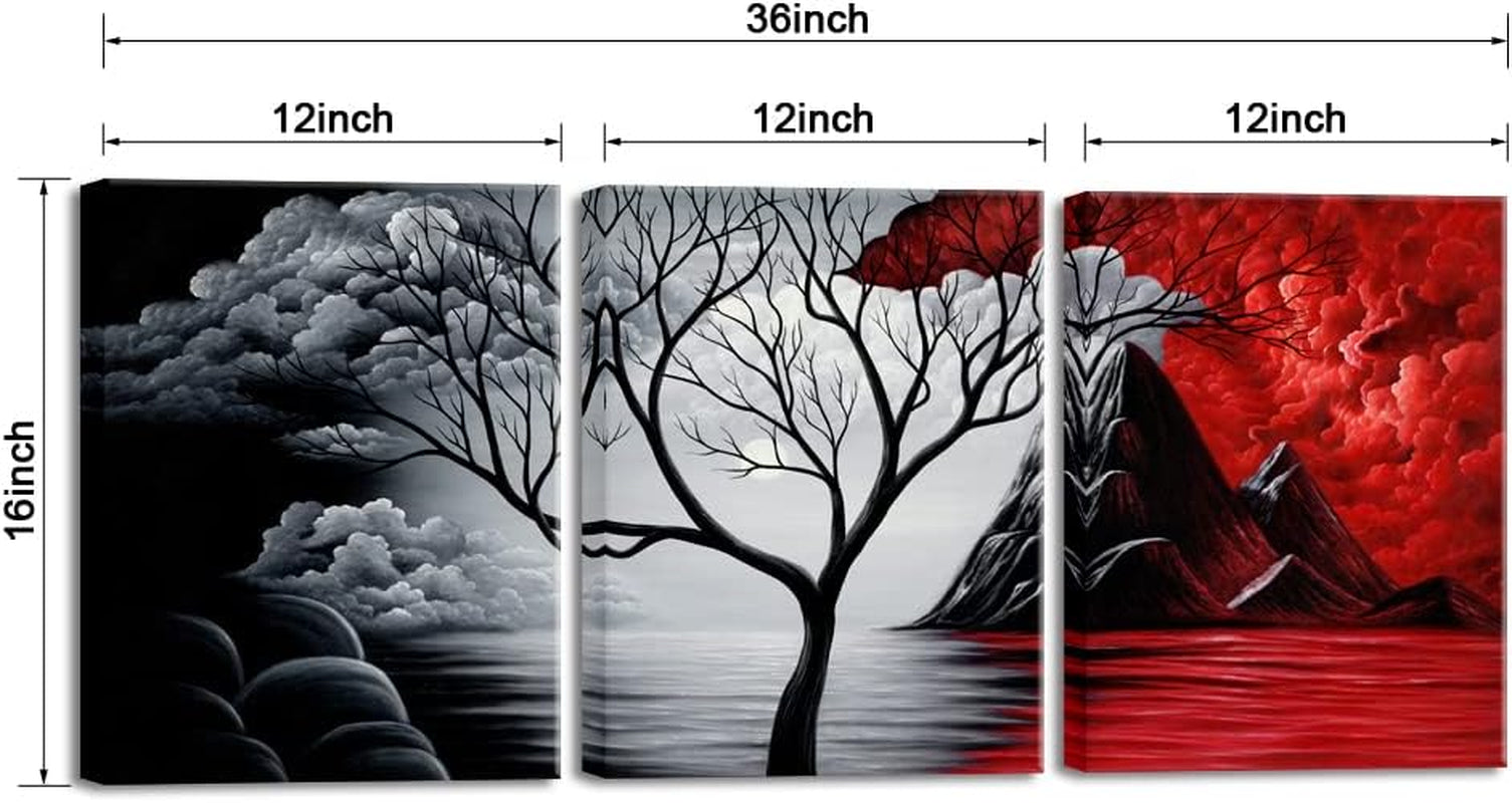 the Cloud Tree 3 Panels Modern Giclee Canvas Prints Artwork Abstract Seascape Paintings Reproduction Sea Beach Pictures Printed on Canvas Wall Art for Home Decorations Wall Decor