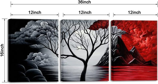 the Cloud Tree 3 Panels Modern Giclee Canvas Prints Artwork Abstract Seascape Paintings Reproduction Sea Beach Pictures Printed on Canvas Wall Art for Home Decorations Wall Decor