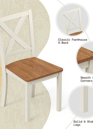 6-Piece Rustic Farmhouse Dining Set with 59" Wooden Table, 4 Chairs, and Bench in Walnut and White - Space-Saving Kitchen and Dining Room Furniture