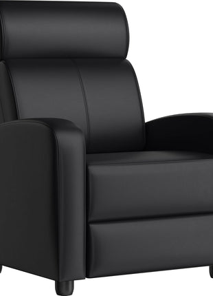 Premium PU Leather Recliner Chair with Lumbar Support, Overstuffed High-Density Foam & Pocket Springs - Push Back Recliner Armchair for Home Theater and Living Room