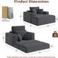 52" Boneless Chaise Lounge Chair Indoor — Oversized Cloud-Like Cozy Comfy Modular 3-In-1 Sofa Bed for Reading, Living Room & Bedroom Corduroy Couch Sleeper, Grey