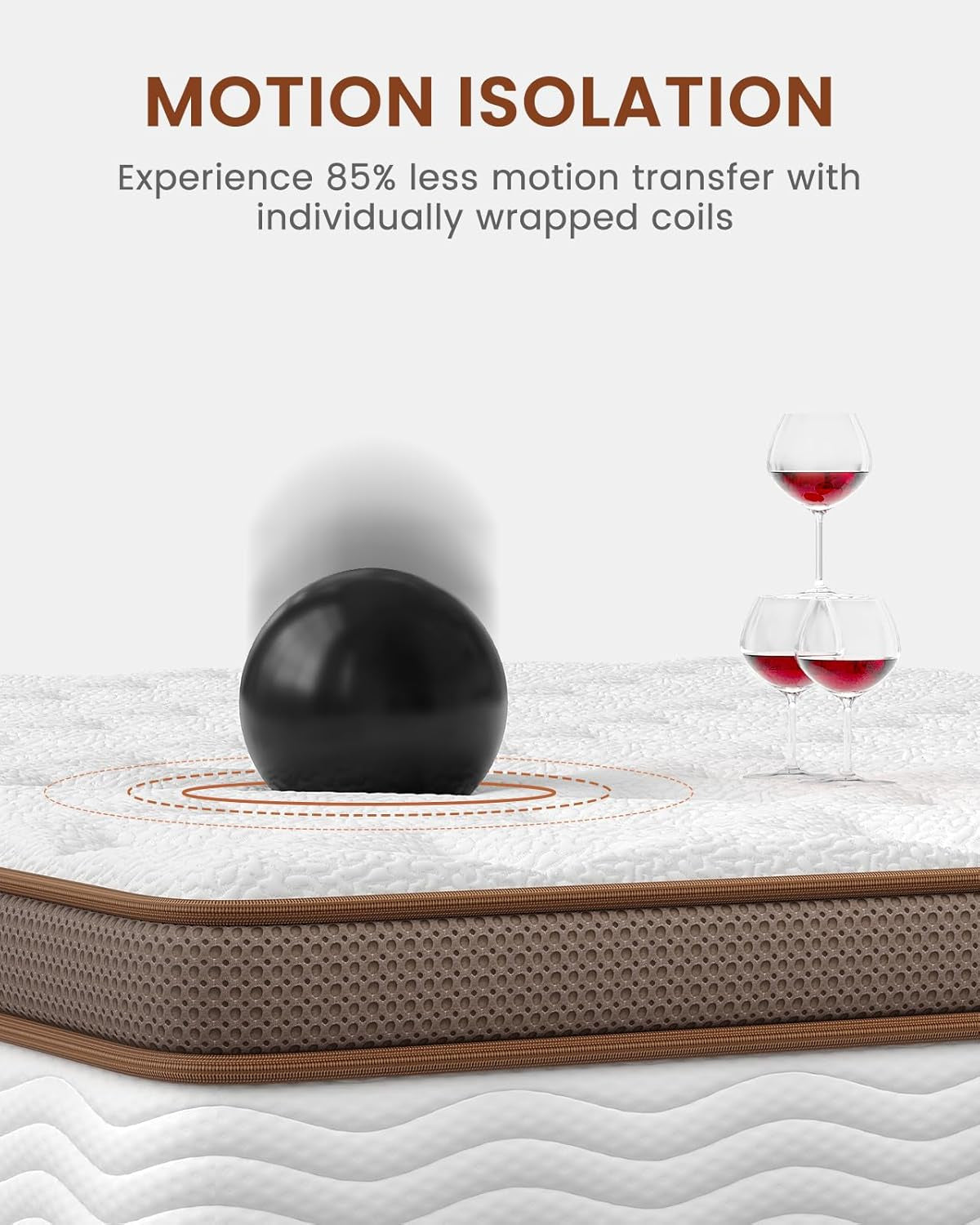 Full Size Mattress Firm - 14 Inch Hybrid Mattress with Orthopedic Spinal Support, Advanced Pocket Springs and Motion Isolation Technology, Fiberglass-Free, Certipur-Us Certified