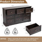 Farmhouse Bedroom Sets of 4, 4Pcs Farmhouse Dresser Set，Including 9 Drawer Dresser, 5 Drawer Dressers and Nightstand Set of 2 with Charging Station (Brown Sets, 4 Pieces)