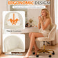 White Vanity Chair with Wheels, Cute Velvet Desk Chair, Height Adjustable, Ergonomic Home Office Desk Chairs, Rolling Vanity Chairs for Living Room/Makeup Room/Bedroom