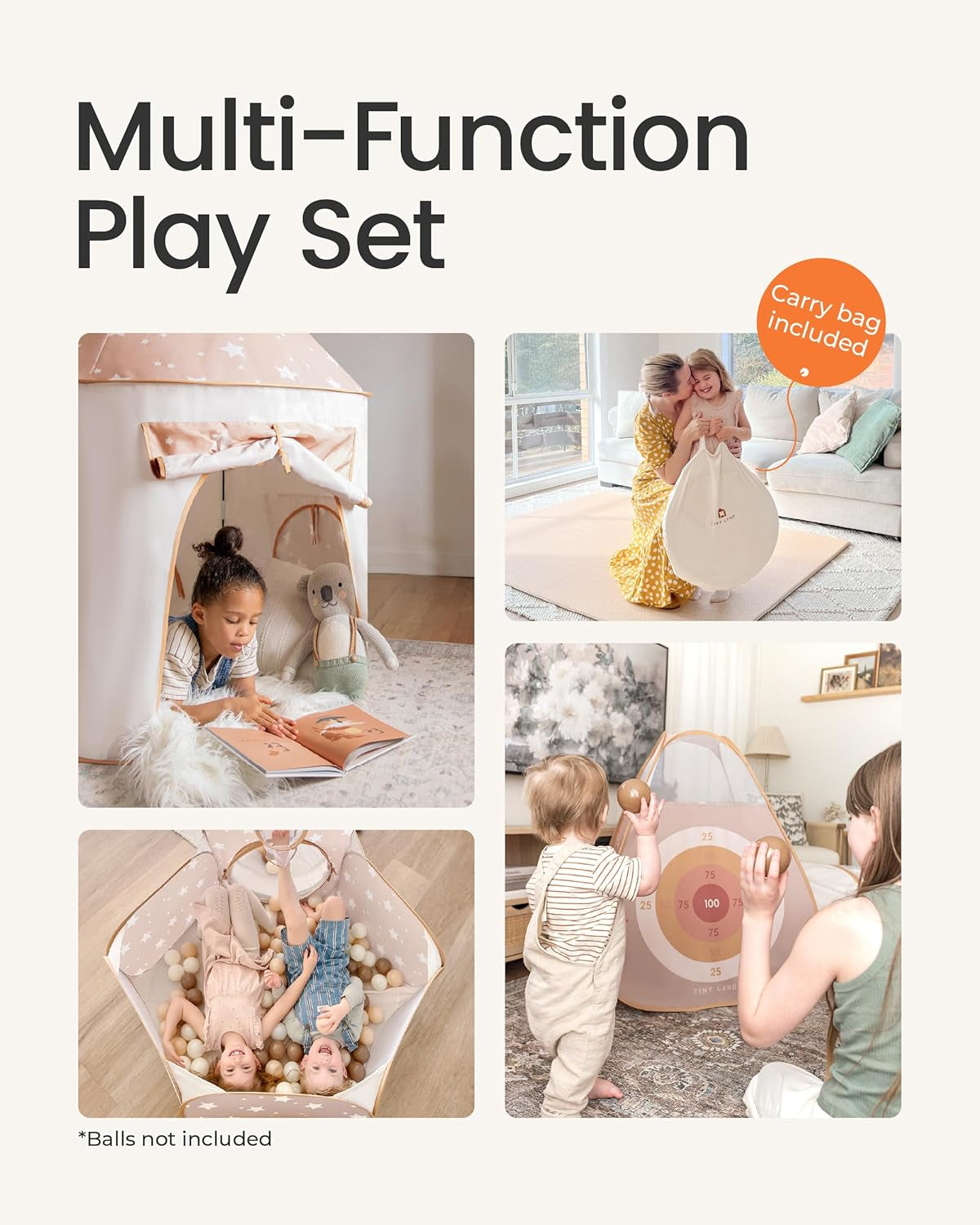 Play Tunnel and Ball Pit for Toddlers, 5Pcs Indoor Playground - Foldable Pop up Tents with Carry Bag, Outdoor Playhouse with Crawling Toys & Play Tent, Gift for Boys and Girls