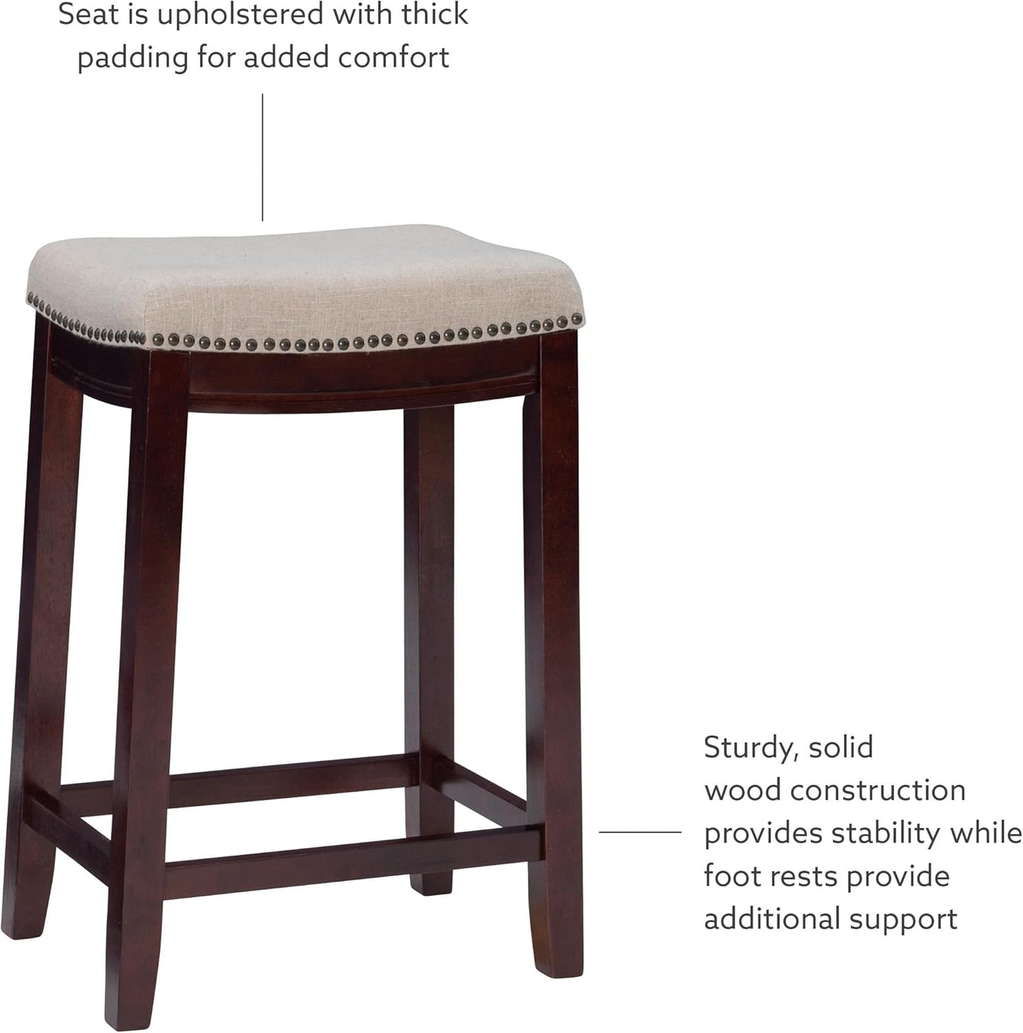 Harper Beige & Dark Walnut 24" Counter Stool, Beige/Dark Walnut (98325WAL-01-KD)