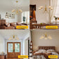 5-Light Vintage Chandeliers in Matte Brass Finish with Amber Glass Shades, Retro Chandelier Light for Dining Room,Hallway,Kitchen