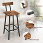 Bar Stools, Set of 2 Bar Chairs with Backrest and Footrest, 26" Breakfast Chairs, Counter Stools for Bar, Living Room, Kitchen, and Dining Room, Rustic Brown and Black BAHR05101