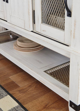 Valebeck Farmhouse Dining Room Server and Buffet Cabinet by Signature Design by Ashley in White and Brown