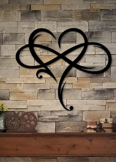 Infinity Heart Metal Wall Art - Sophisticated Steel Love Sign for Home and Wedding Decor, Perfect for Bedroom and Living Room (Black, 15.7 x 14 Inches)