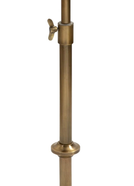 Engles Traditional Adjustable-Height Pedestal Drink Table - 10" x 10" x 30" - White Marble Top with Antique Brass Base - Vintage Round Indoor Metal Plant Stand