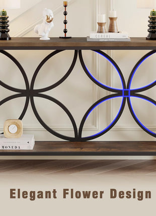 47.2-Inch Industrial Narrow Console Table with Storage, Vintage Rustic Brown Design for Entryway and Living Room