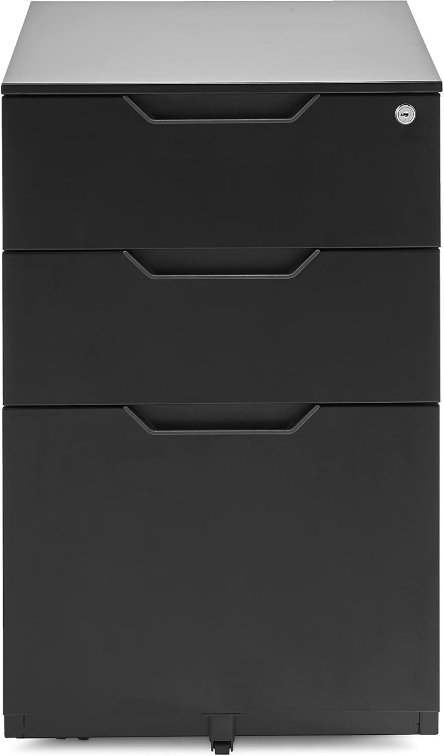 Mobile File Cabinet, Black, 20.71" D X 15.51" W X 24.29" H | with Lock, 3 Drawer