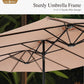 15 Ft Extra Large Patio Umbrella with Base Included, Rectangular Outdoor Umbrella Heavy Duty, Market Umbrella Double-Sided Fade Resistant for Pool Garden Backyard, Beige