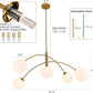 Gold Modern Chandelier 5-Light Glass Globe Ceiling Light Fixtures Mid Century Modern Sputnik Chandelier for Dining Room Kitchen Island Bedroom Living Room 41.3IN Diameter