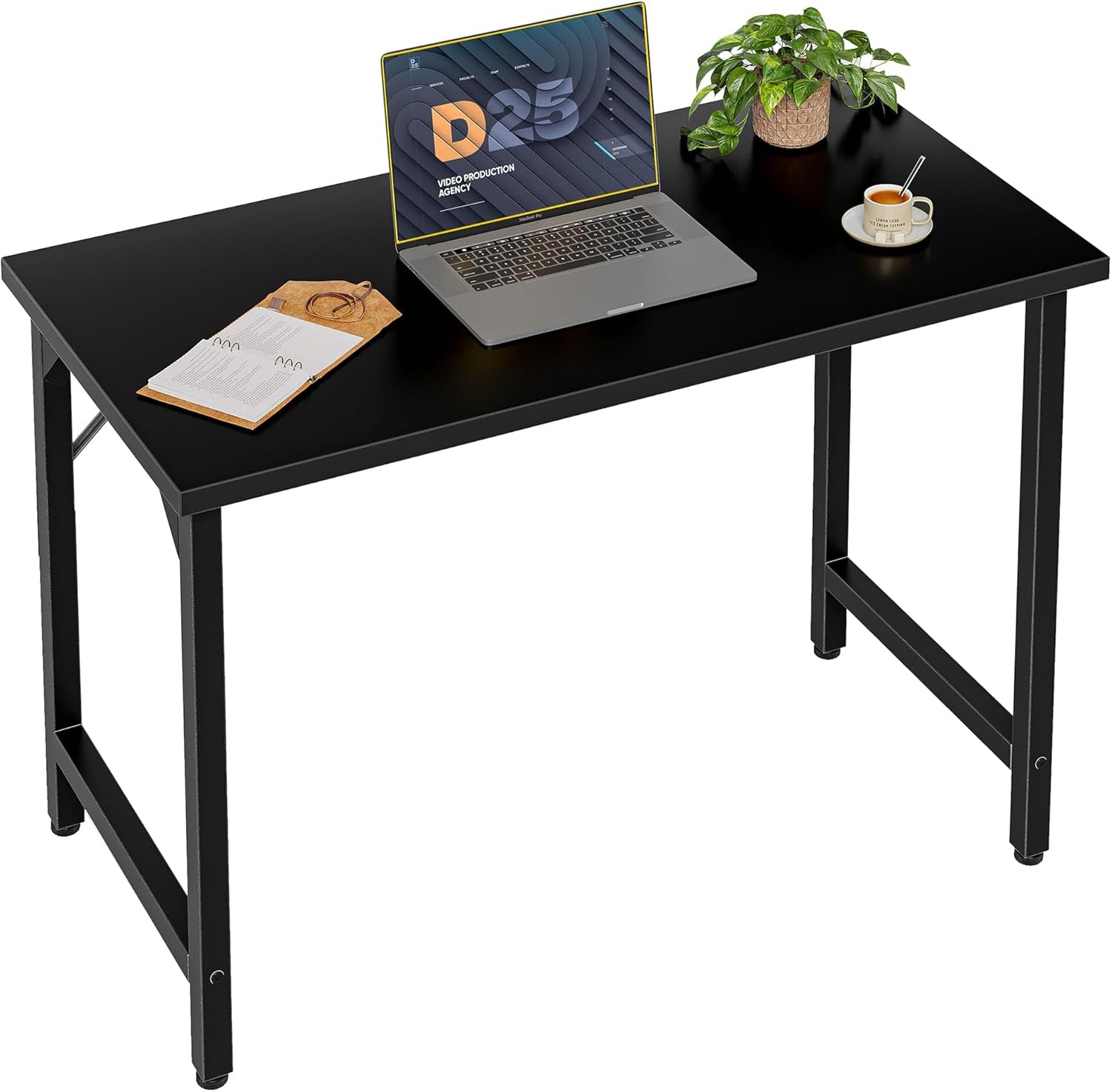32 Inch Computer Desk, Small Home Office Desk Study Writing Kid Table for Small Spaces, Simple PC Gaming Desk, Adjustable Feet, Black