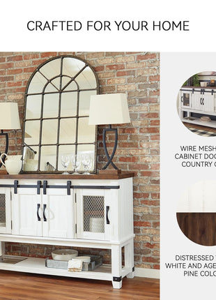 Valebeck Farmhouse Dining Room Server and Buffet Cabinet by Signature Design by Ashley in White and Brown