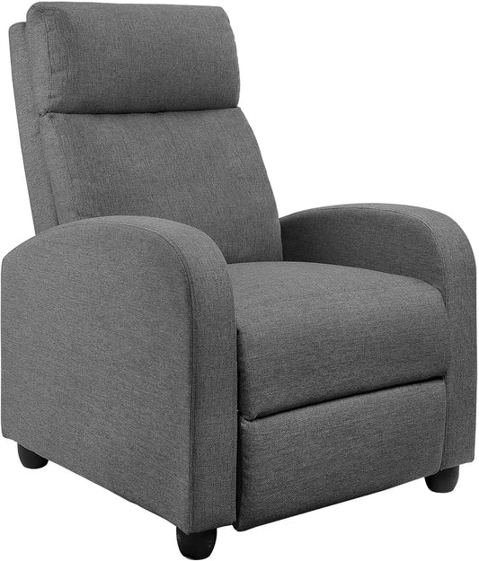 Recliner Chair Adjustable Home Theater Single Recliner Sofa Furniture with Thick Seat Cushion and Backrest Modern Living Room Recliners (Fabric, Aurora Grey)