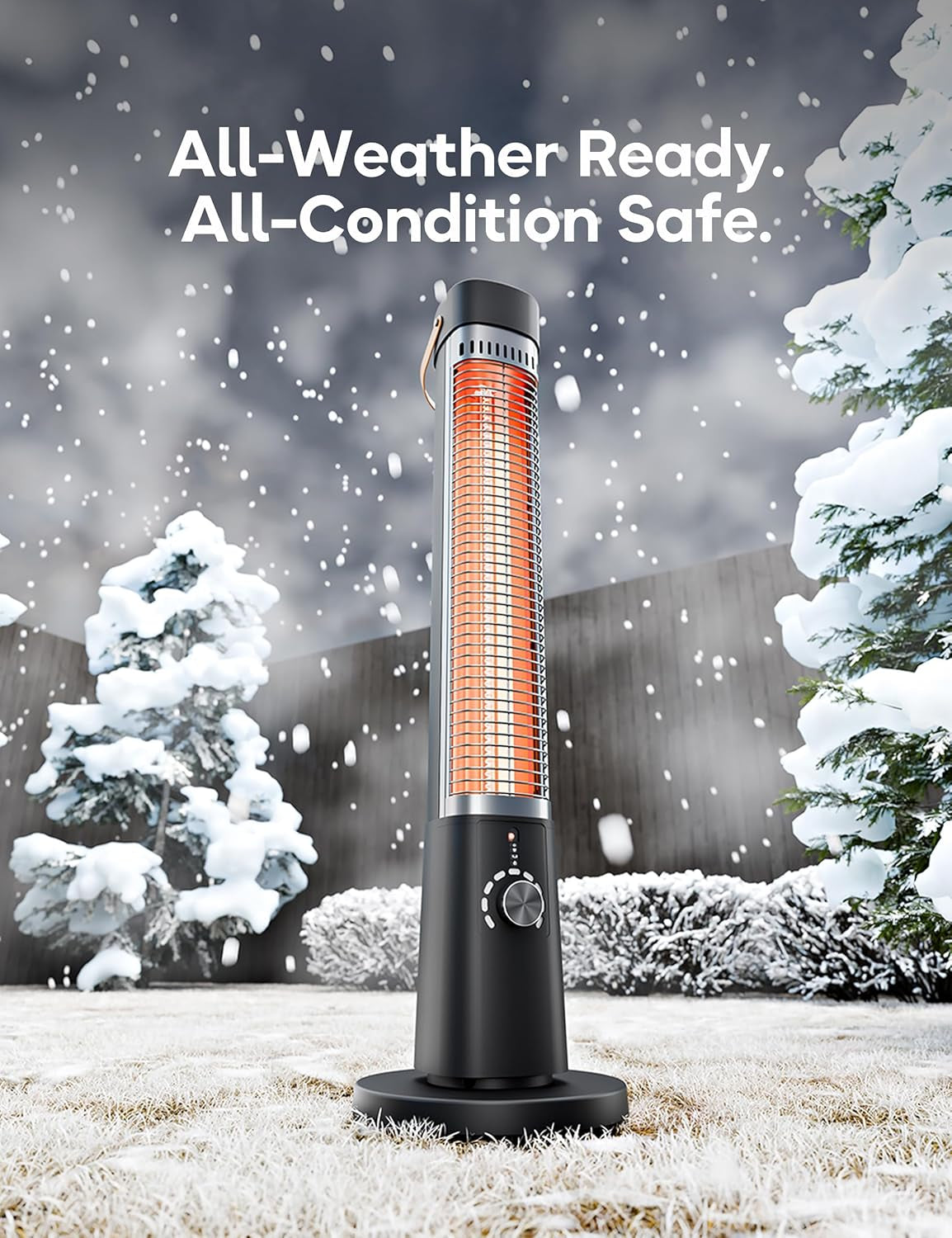 Patio Heater for Outdoor Use, Infrared Electric Outdoor Heater, 1500W Instant Heating, 60-Degree Oscillation, 9 Heat Levels, 9H Timer, Remote, for Garage, Backyard, Large Room, Indoor, 32.2”, Jet