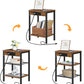 Side Table with Charging Station and USB Port, Small End Table for Small Space, 3-Tier Nightstand with Adjustable Shelf, for Living Room, Bedroom and Balcony, Rustic Brown BF112BZ01