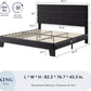 King Size Platform Bed Frame with Velvet Upholstered Headboard and Wooden Slats Support, Fully Upholstered Mattress Foundation/No Box Spring Needed/Easy Assembly, Black