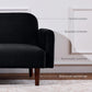 77" Mid Century Modern Velvet Loveseat Sofa, Couch, Convertible Sofa Sleeper Bed W/Real Wood, Removable Armrest - Onyx Black