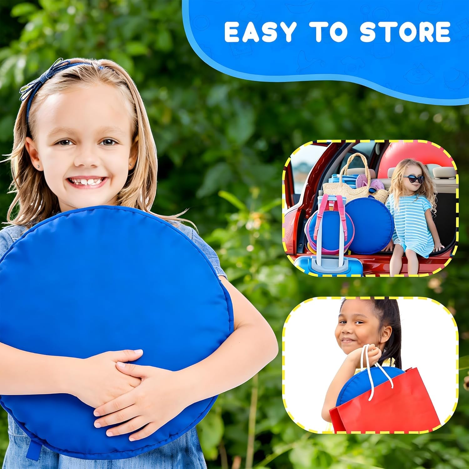 Pop up Play Tent for Kids - Foldable Indoor & Outdoor Playhouse Vehicle Toys for Toddlers, Boys and Girls - 2 Openings, Flat-Folding for Compact Storage(Police Car,Blue)