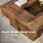 Rustic Coffee Table, Large Wood Living Room Table with Storage, Modern Long Rectangle Led Center Table, Farmhouse Unique Low Wide Tea Table with LED Light for Home Office, 47.24 In, Rustic Brown