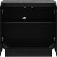 Joey Mid Century Modern Storage Cabinet, Arched Accent Cabinet with Rounded Bottom Edges and Integrated Door Pull Cutouts, Black Oak