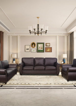 Mid-Century Modern Living Room Furniture Sets: Elegant Sofa and Couch Combinations with Rivet Accents