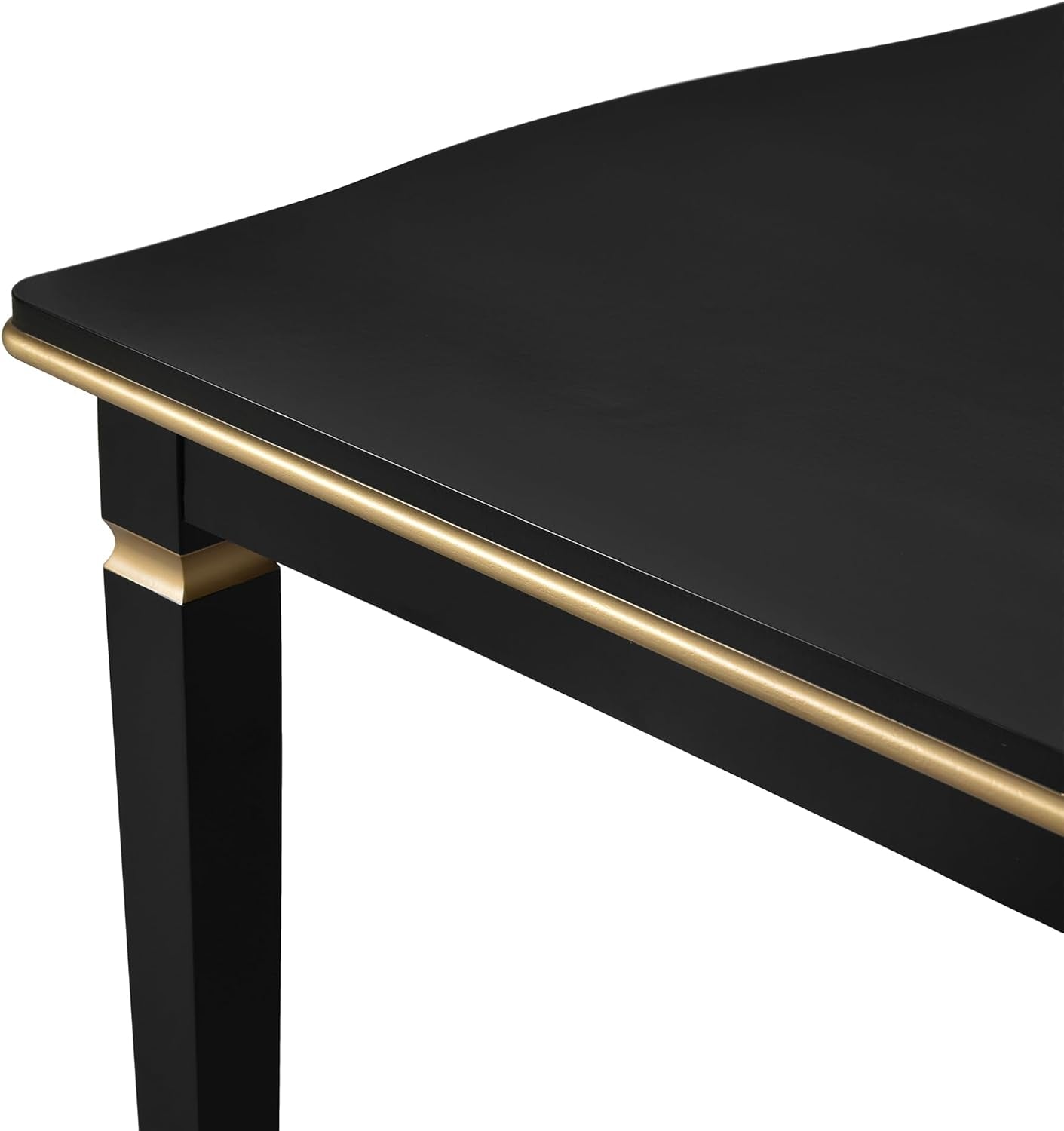 6-Piece Kitchen Dining Table Set, 60" Rectangular Table with 4 High-Back Tufted Upholstered Chairs & 1 Bench, Rubberwood Legs Modern Elegant Farmhouse for Kitchen Room, Black