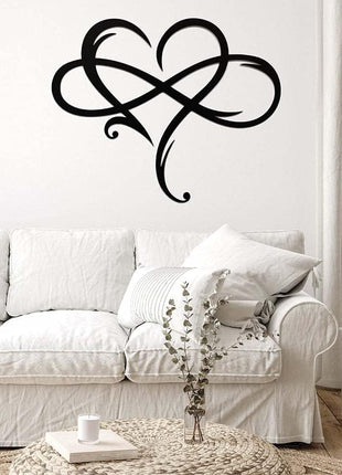 Infinity Heart Metal Wall Art - Sophisticated Steel Love Sign for Home and Wedding Decor, Perfect for Bedroom and Living Room (Black, 15.7 x 14 Inches)