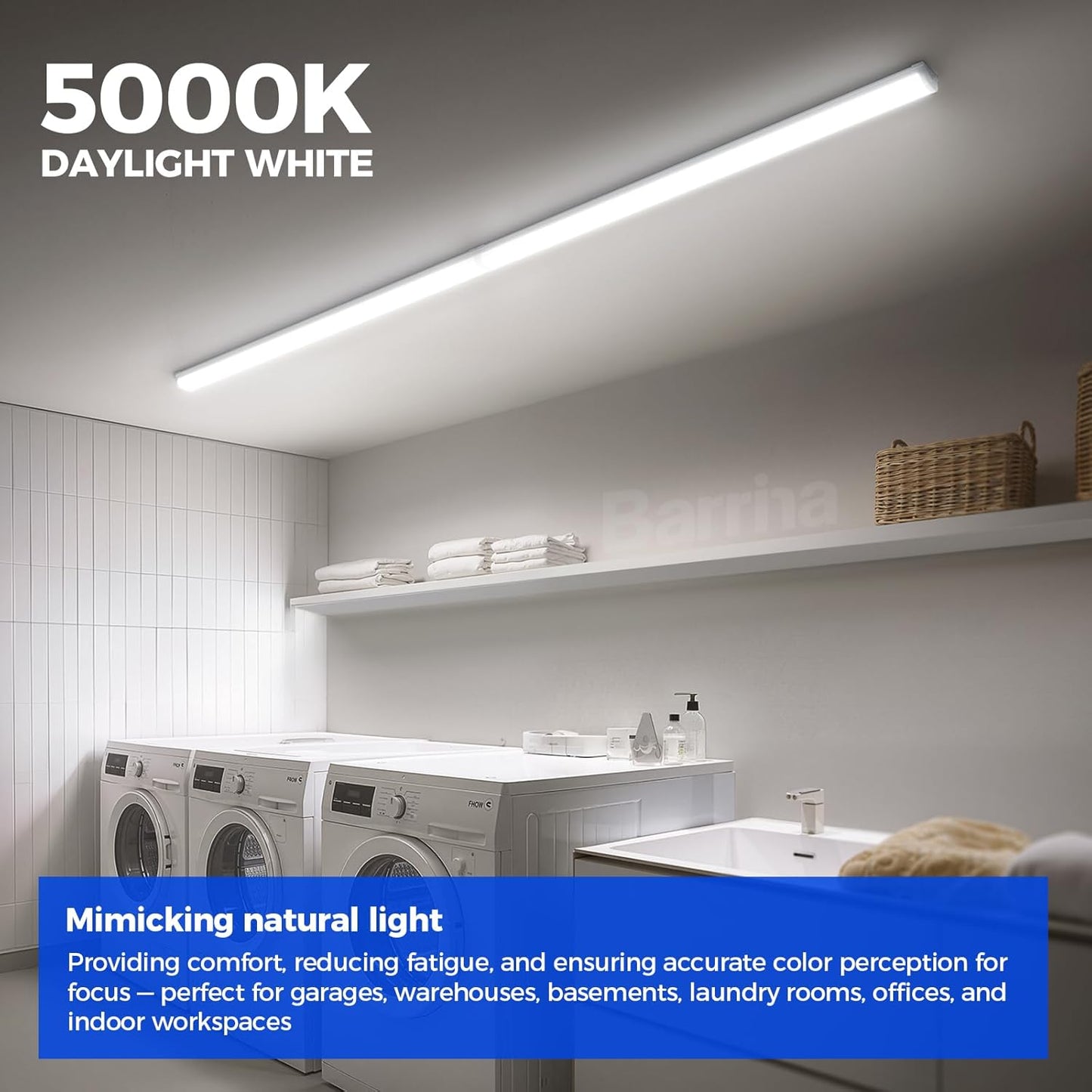 LED Shop Lights for Workshop 4FT, 5000K Daylight White, 45W, 5000LM, Hidden Wiring, Linkable 4FT Light Fixture Cord with On/Off, Frosted Cover, LED Ceiling Light for Garage, Kitchen, 2 Packs