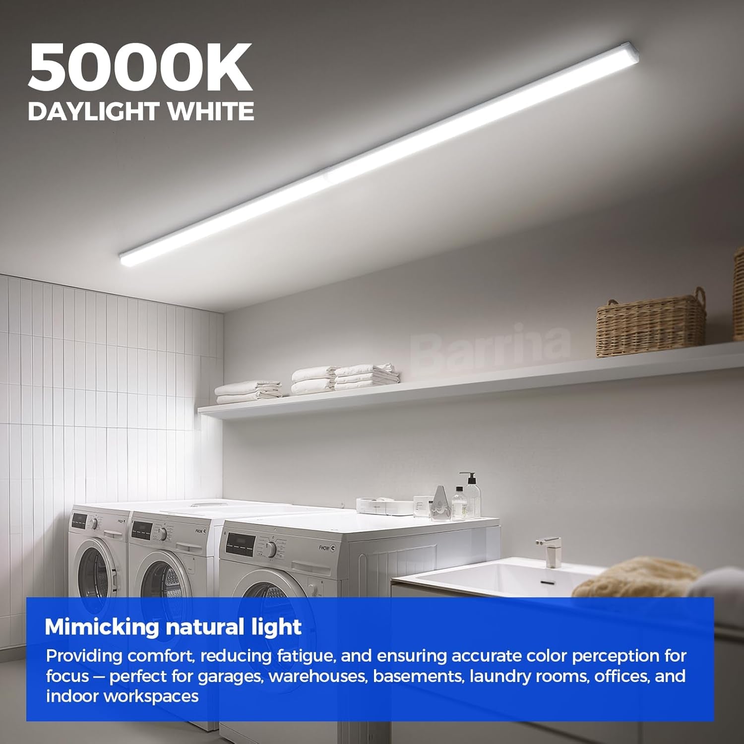 LED Shop Lights for Workshop 4FT, 5000K Daylight White, 45W, 5000LM, Hidden Wiring, Linkable 4FT Light Fixture Cord with On/Off, Frosted Cover, LED Ceiling Light for Garage, Kitchen, 2 Packs