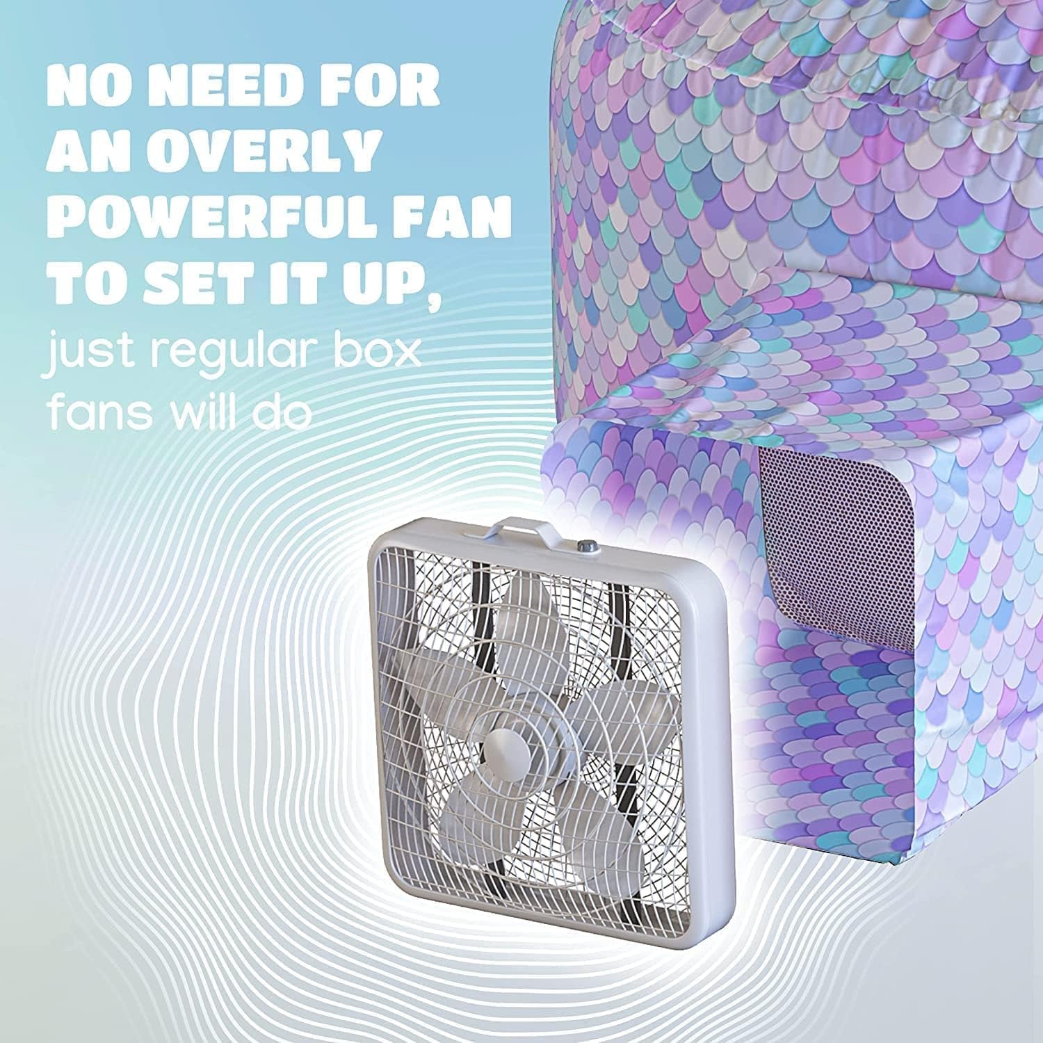 Mermaid Magic Fort Air Tent for Kids with Door (77” X 50”) Builds in 30 Seconds, Toddler Tents Indoor for Imaginative Play, Kids Forts Indoor Playhouse, Christmas/Birthday Gift (Fan Not Incl)