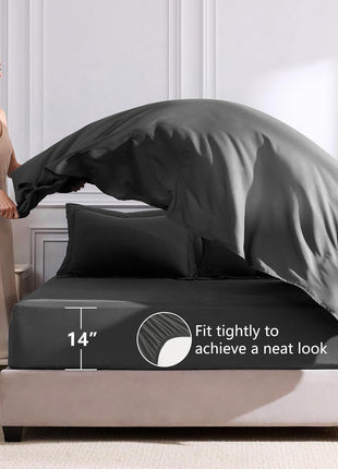 Queen Size 7-Piece Dark Grey Comforter Set - Luxury Soft All-Season Bedding Set with Comforter, Sheets, Pillowcases, and Shams