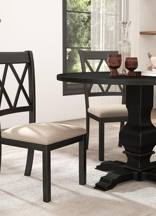 Windvale Set of 2 Black Fabric Upholstered Dining Chairs