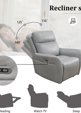 3-Piece Power Leather Recliner Sofa Set with Electric Reclining Sofa, Loveseat, and Chair - Home Theater Seating Featuring Cup Holders, USB Ports, and Storage Console