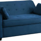 Ainsley 66.5" onvertible Sleeper Loveseat, Full Size, Dreamoil omfort, Soft Velvet Fabri, Navy