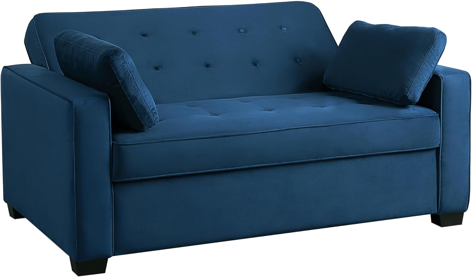 Ainsley 66.5" onvertible Sleeper Loveseat, Full Size, Dreamoil omfort, Soft Velvet Fabri, Navy