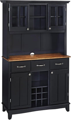 Buffet of Buffets Black Storage Hutch with Wood Top